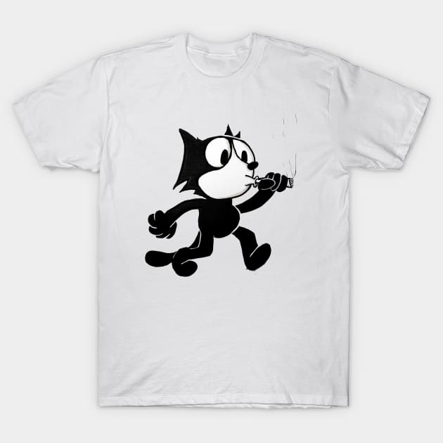 Felix The Cat Start Smoking T-Shirt by its Doodles